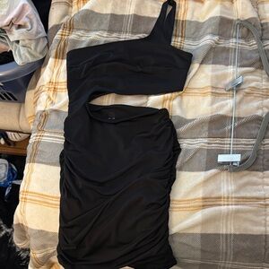 Windsor Black Asymmetrical One Shoulder Bodycon Dress